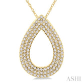1/3 Ctw Pear Shape Triple Row Round Cut Diamond Fashion Pendant With Chain in 10K Yellow Gold